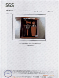 certificates for 5pcs cocktail set