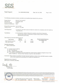 certificates of US California Prop65 standard for SS barware set