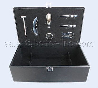 wine set with leather box