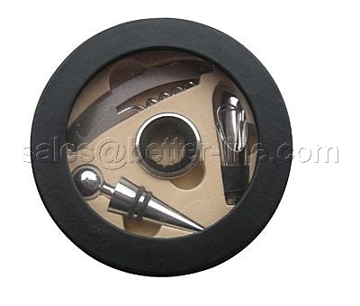 wine set with leather box