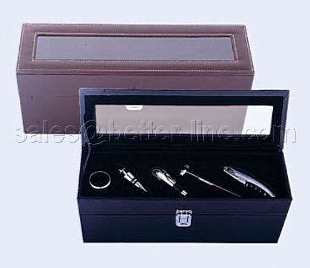 wine set with leather box