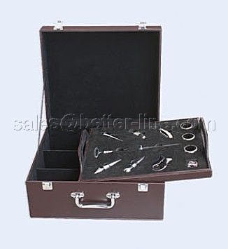 wine set with leather box
