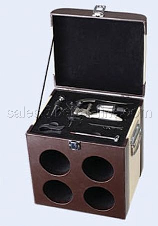 wine set with leather box
