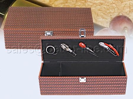 wine set with leather box