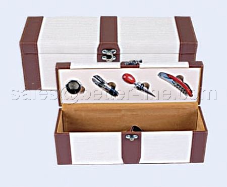 wine set with leather box