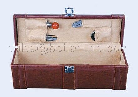 wine set with leather box