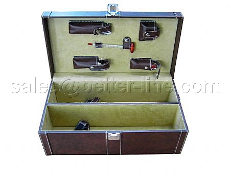 wine set with leather box