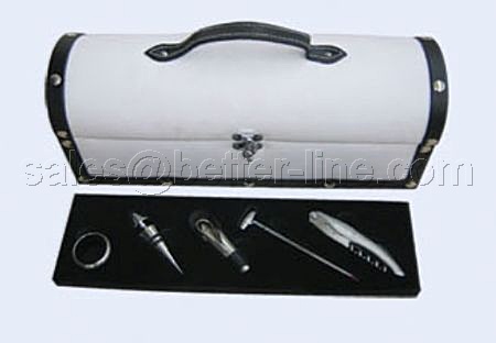 wine set with leather box